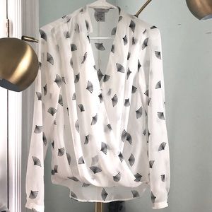 H&M white wrap blouse